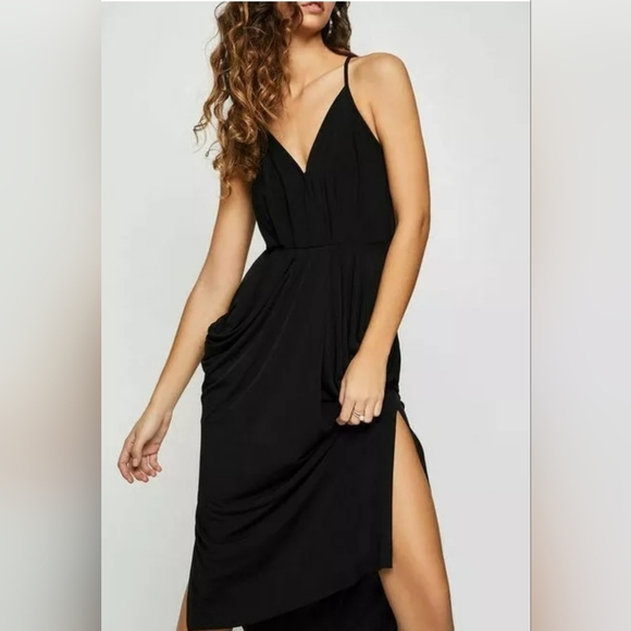 BCBGeneration Surplice Faux Wrap Midi Dress V-neck Blue XS - Picture 1 of 7